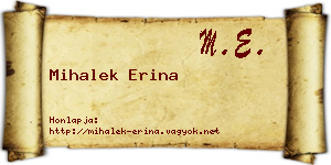 Mihalek Erina névjegykártya